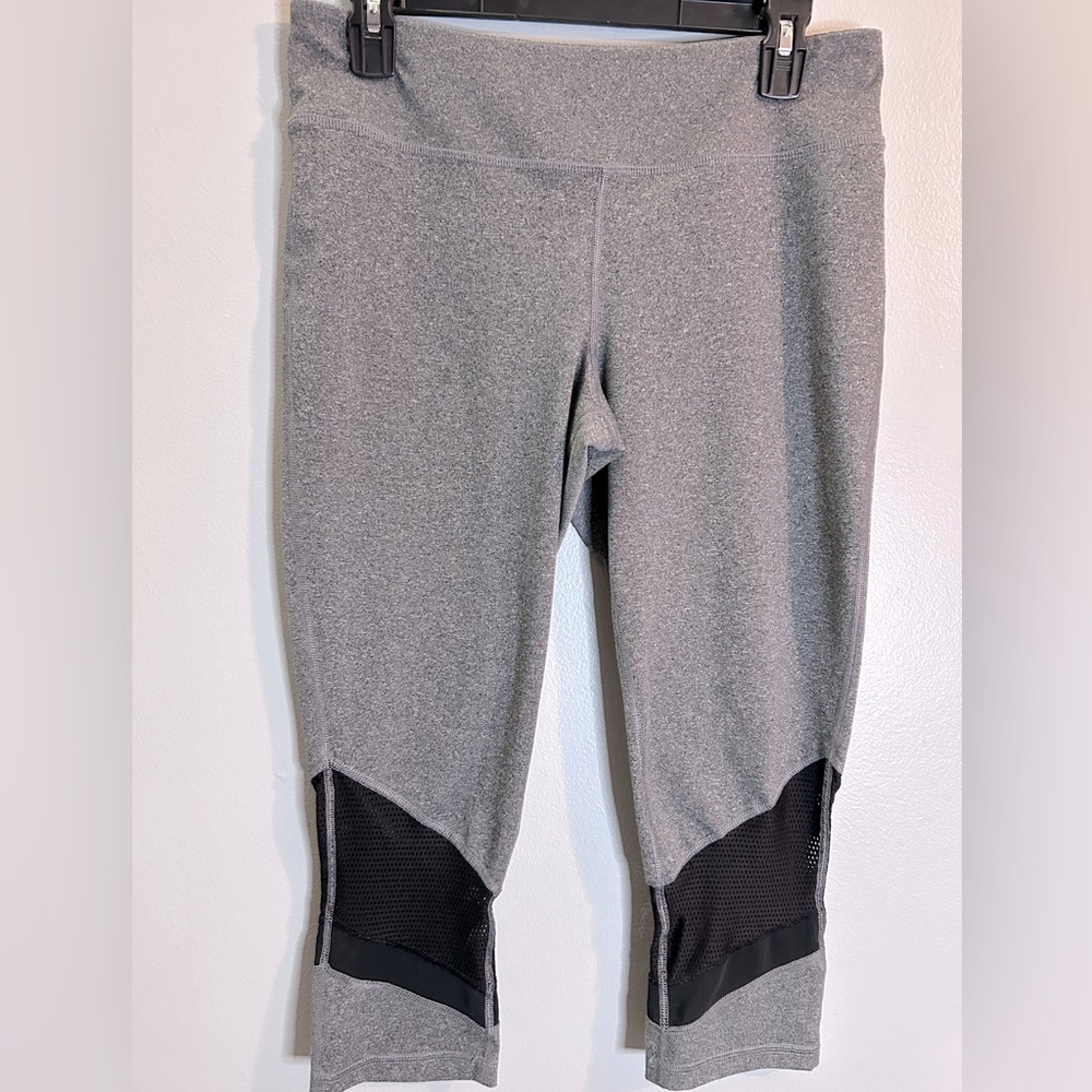 SO JUST-DRY High Waist Go Train 7/8 Grey Melange Mesh Tights for Women SZ/L